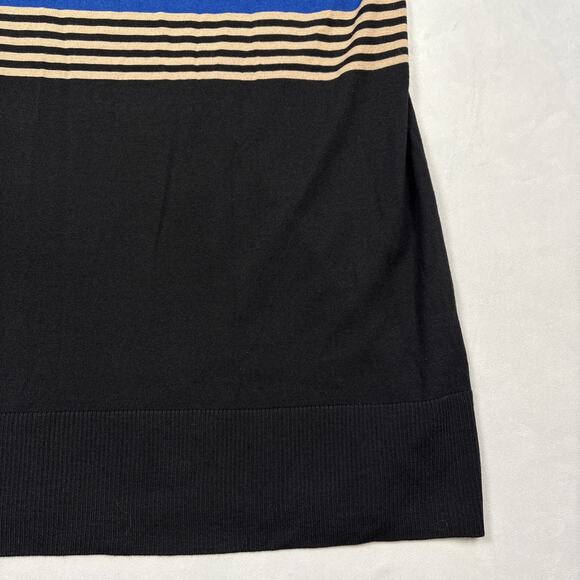 Akris Punto Sleeveless Tunic Top Size 12 100% Wool Knit Black Striped Colorblock - Picture 15 of 15